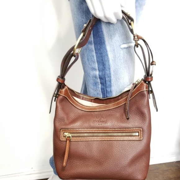 Dooney & Bourke Brown Pebbled Leather Hobo Bag - Picture 5 of 8
